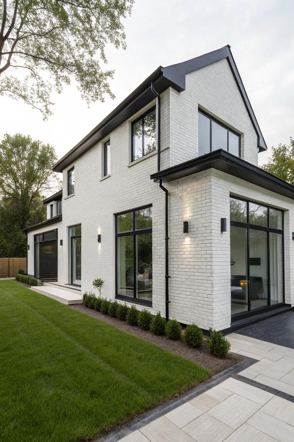 White Brick and black trim - Modern elegance.
