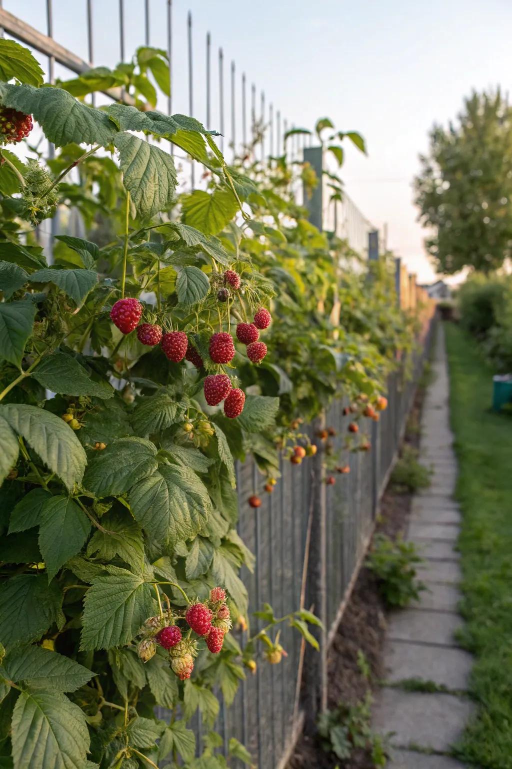 Edible plants like raspberries offer beauty and bounty.