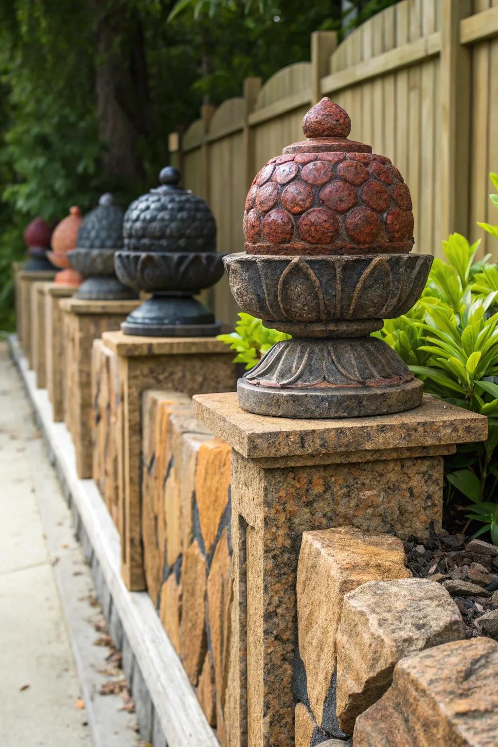 Craftsmanship meets functionality: Elegant stone barriers to enhance your garden and protect against rabbits.