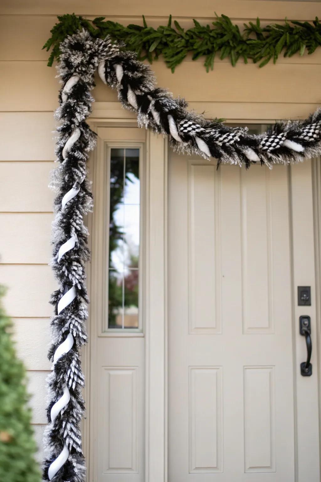 Make a bold statement with a black and white garland.