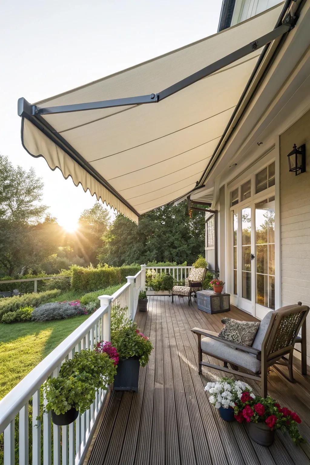 Expanding-arm awnings adapt to your shading requirements.