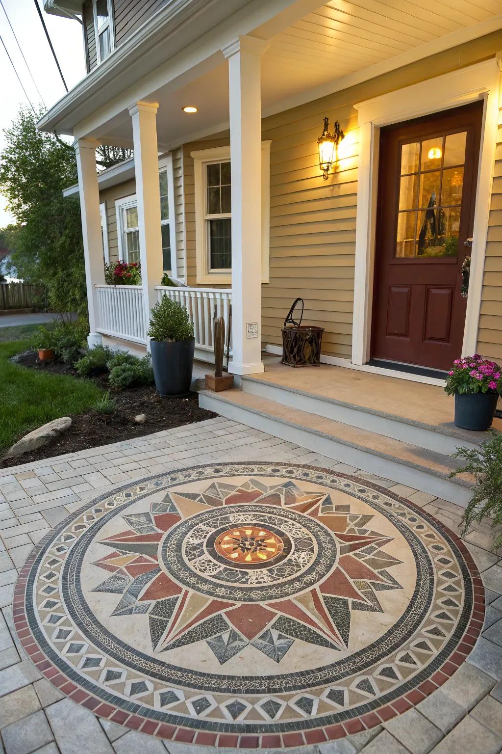 A patterned emblem transforms your porch into a work of art.