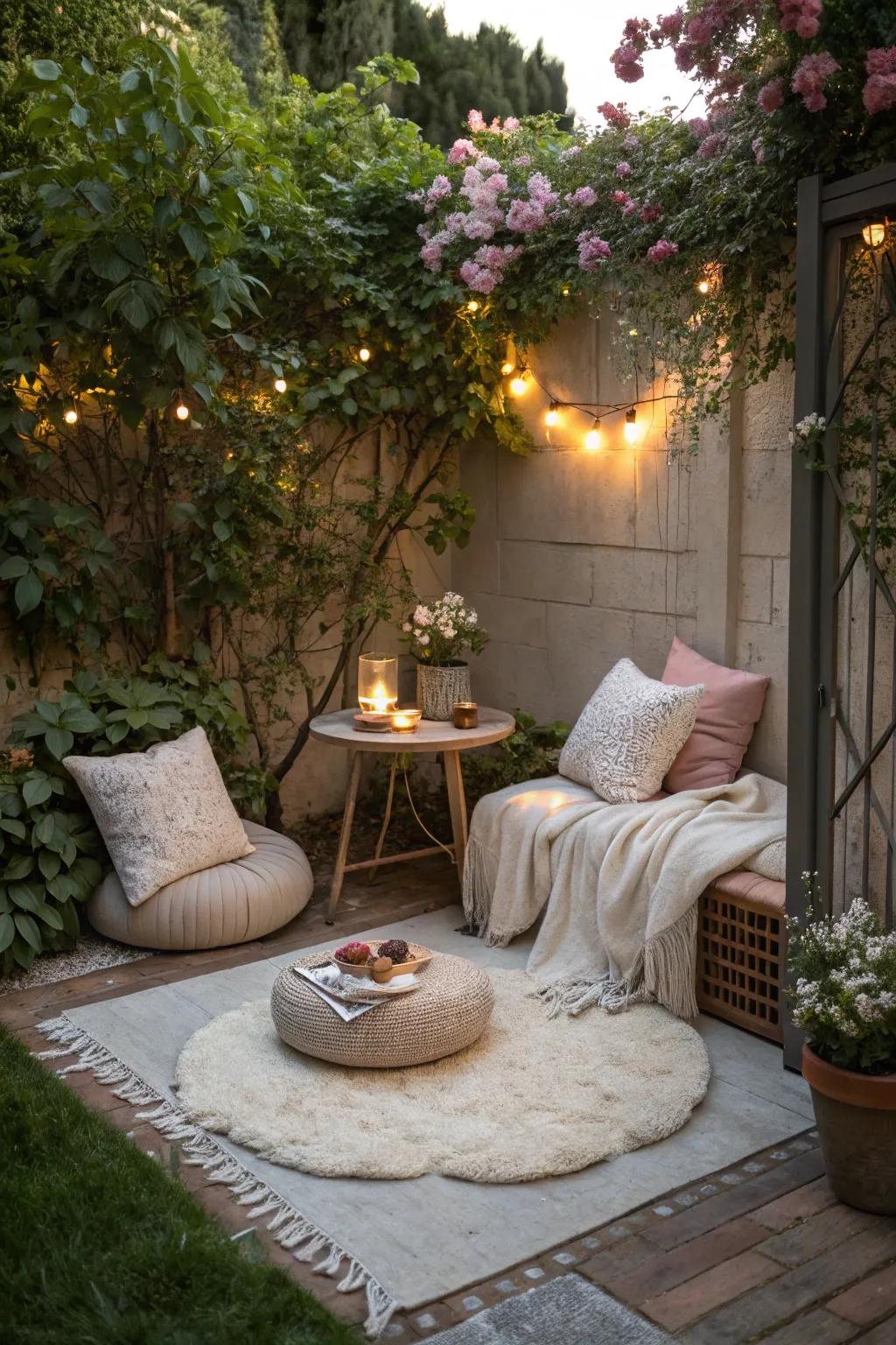 An inviting outdoor nook provides a personal sanctuary in your garden.