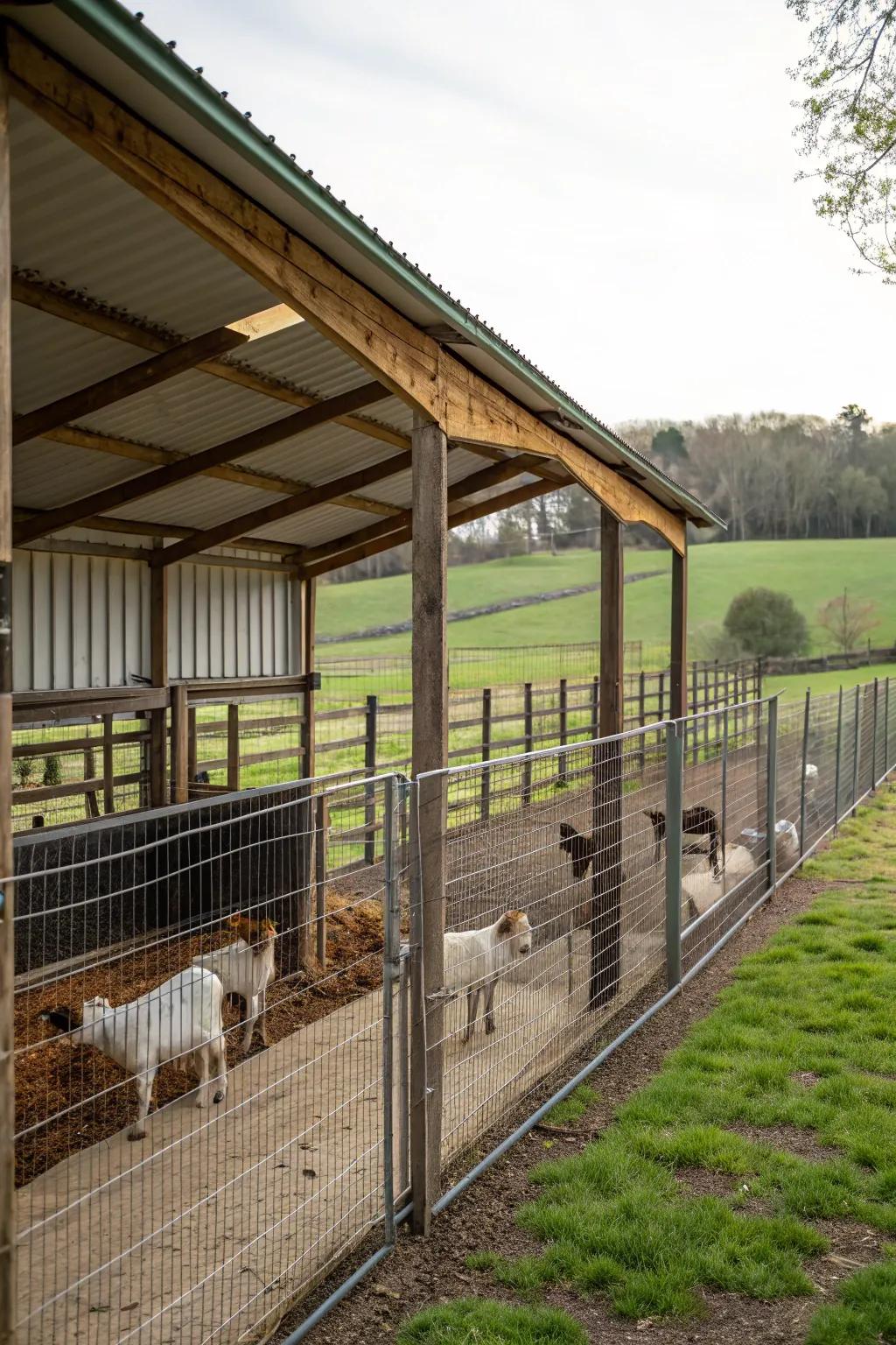 Reliable fencing guarantees a safe environment for the goats.