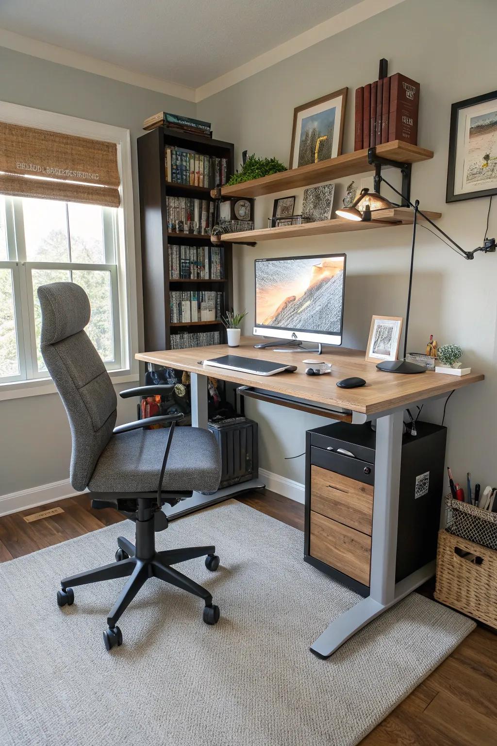 A customizable workstation for a flexible and productive workday.