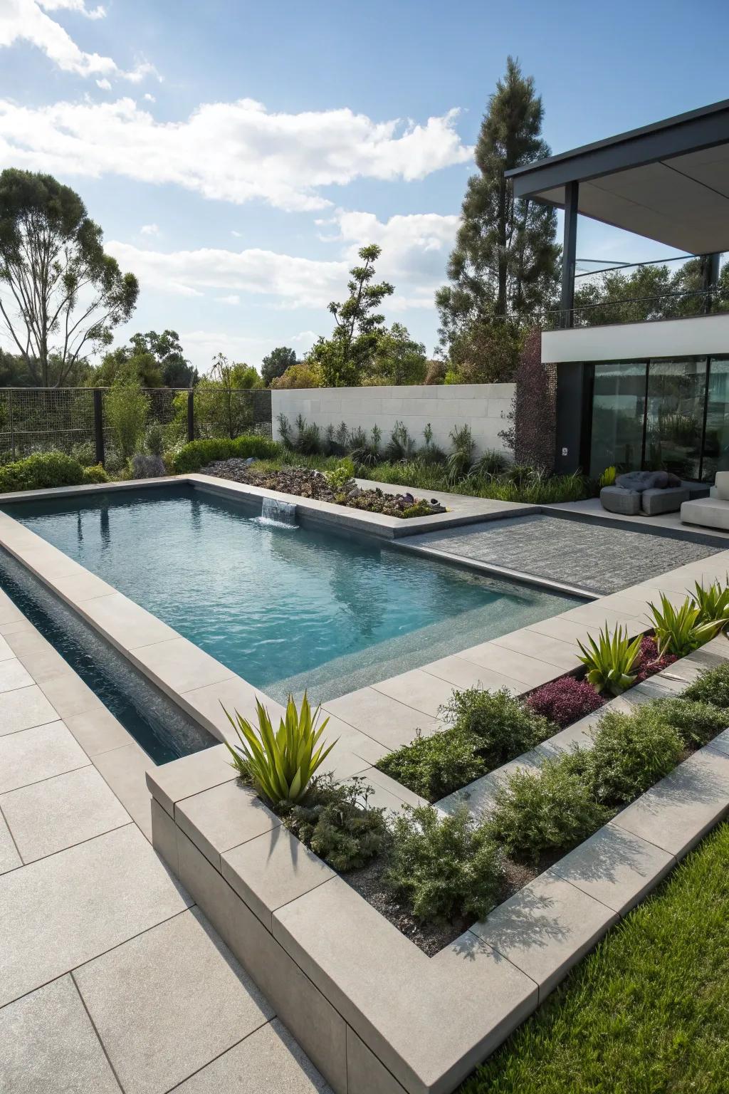 A modern geometric pool design for a sleek look.