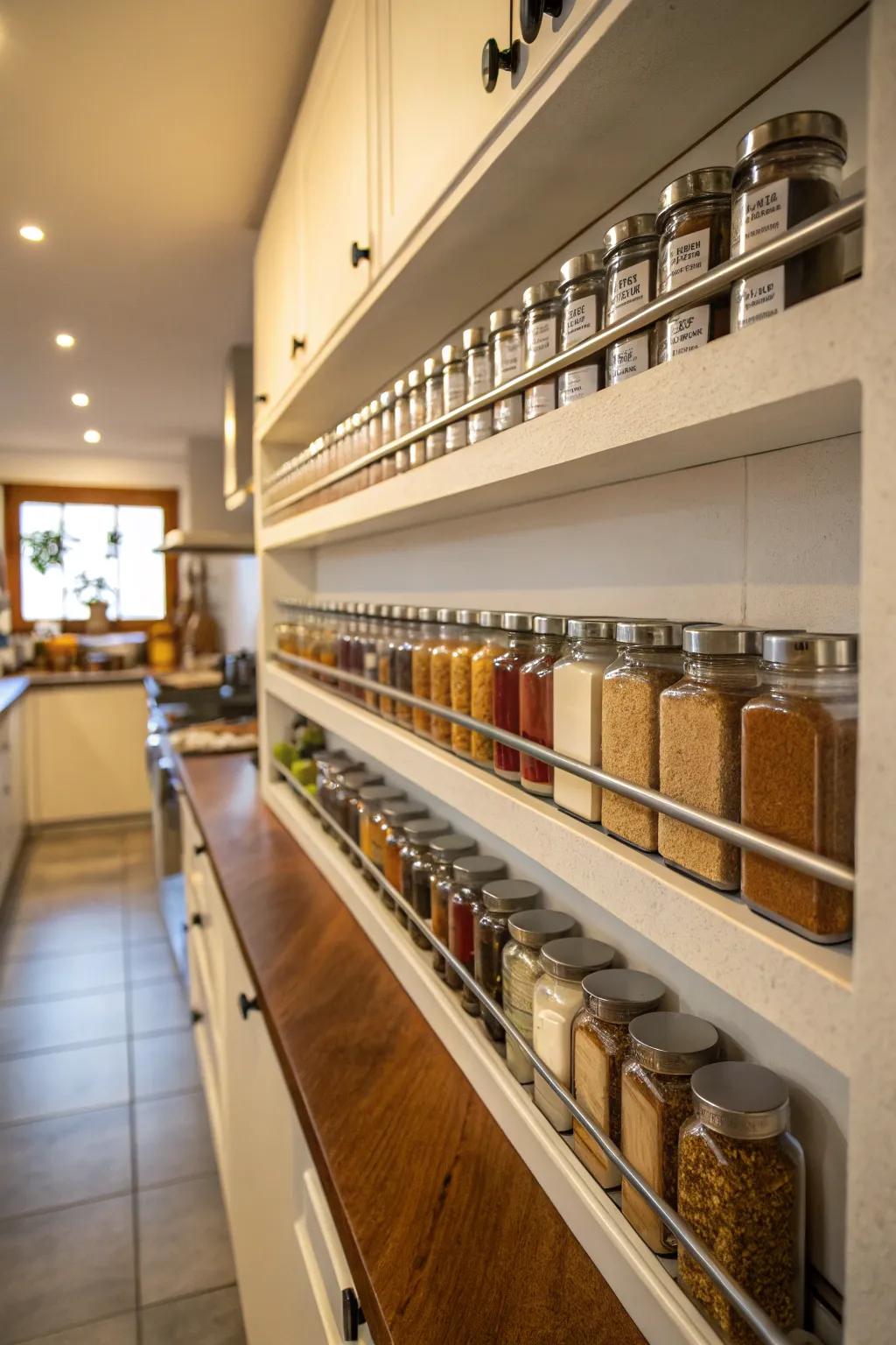 Small shelves prevent clutter.