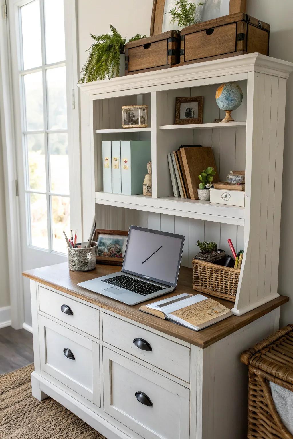 Boost your productivity with a hutch top office hub.
