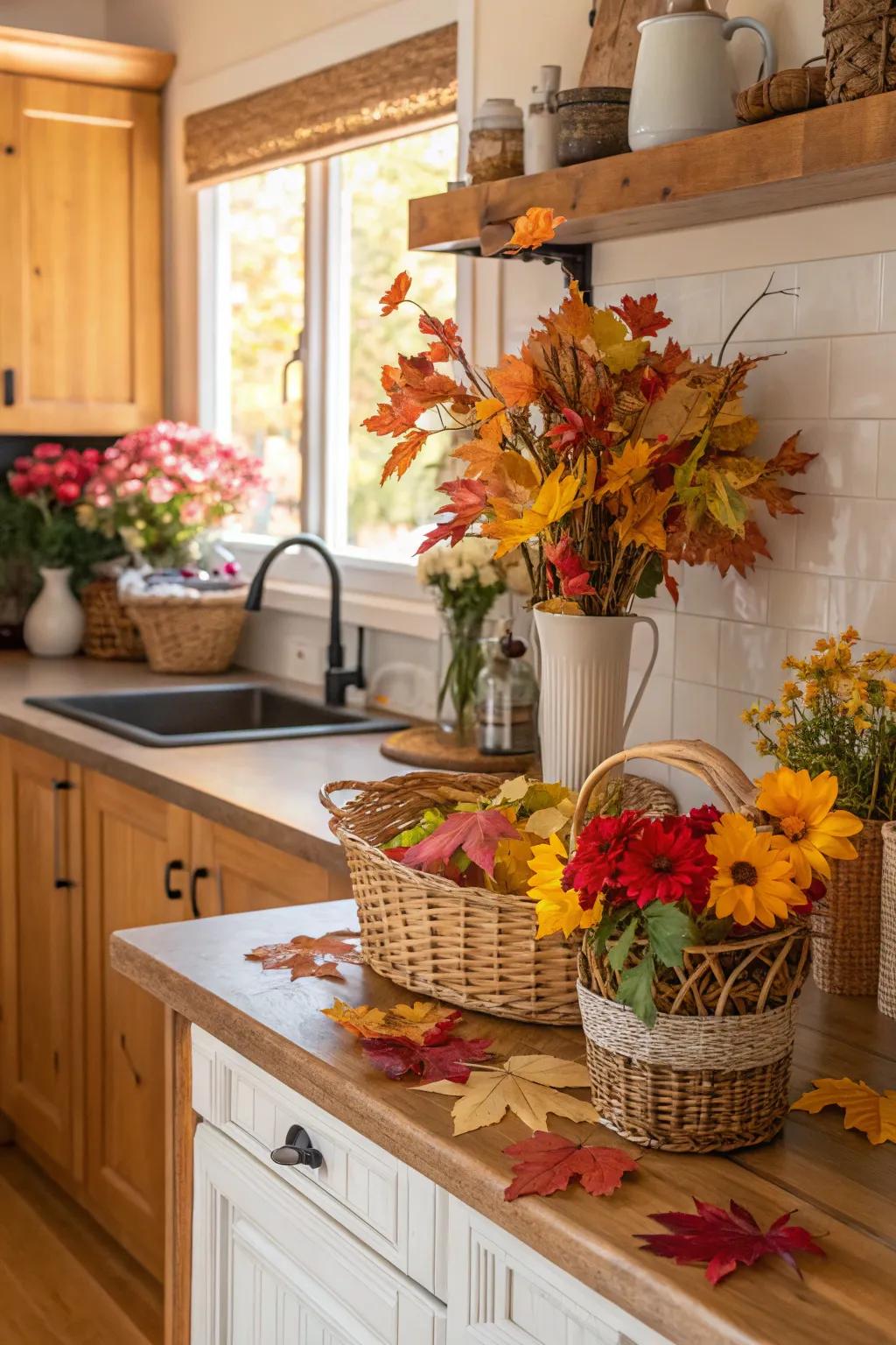 Switching designs makes the kitchen fresh throughout the year.