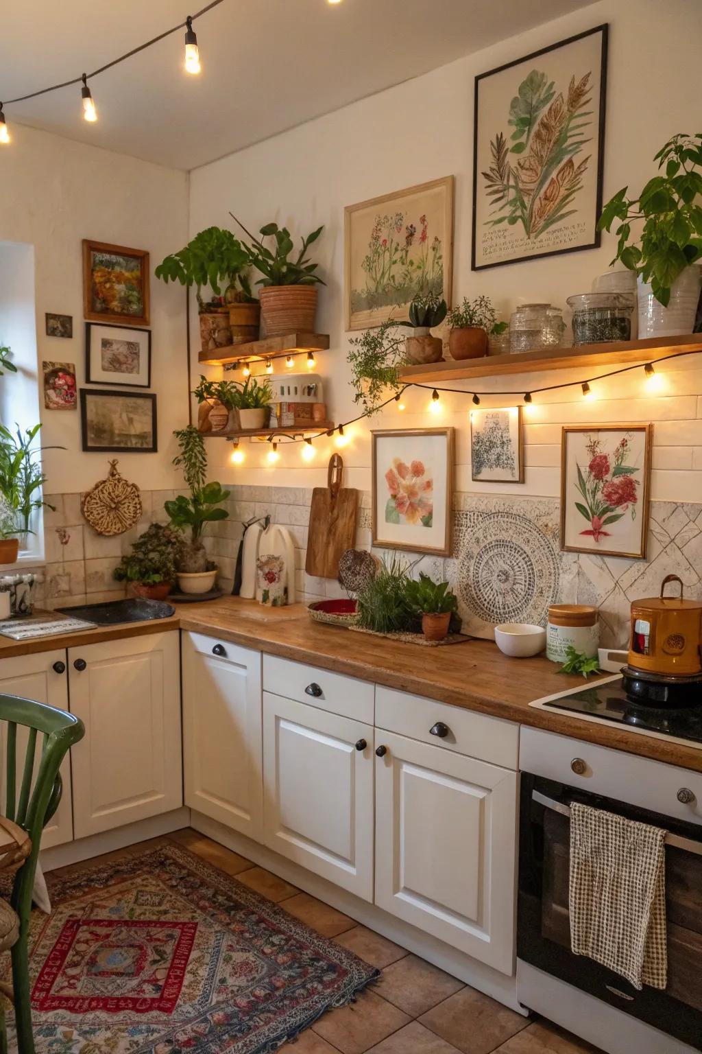 Art and decor that turn the kitchen into a personal space.