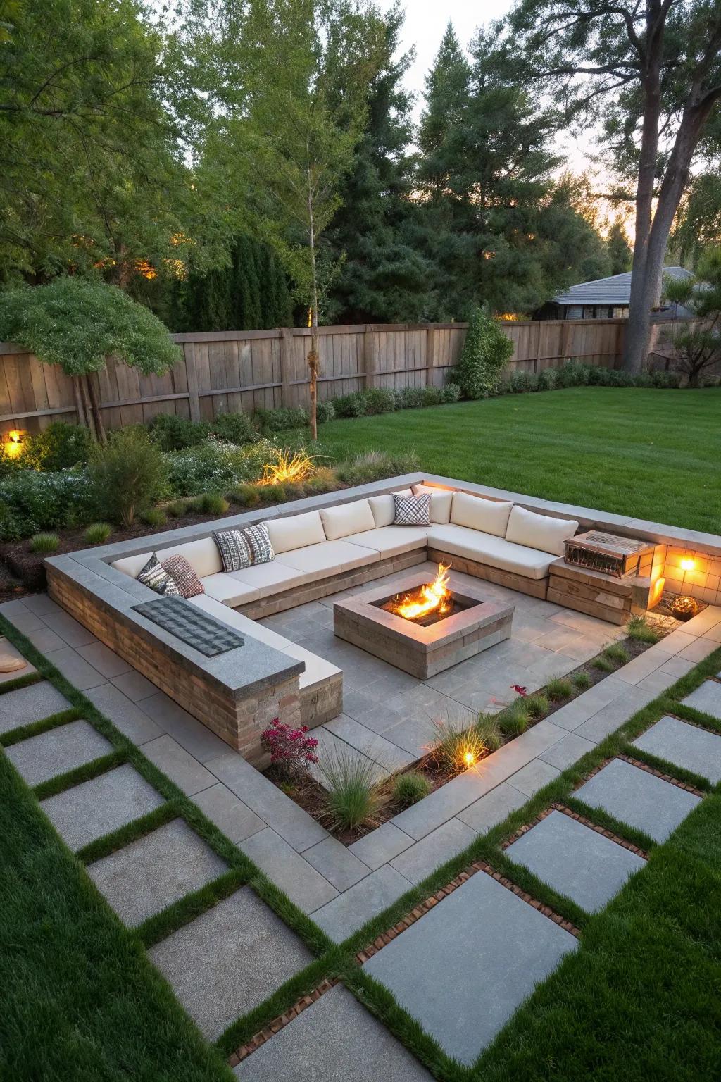 Create an intimate gathering space with a sunken pit.