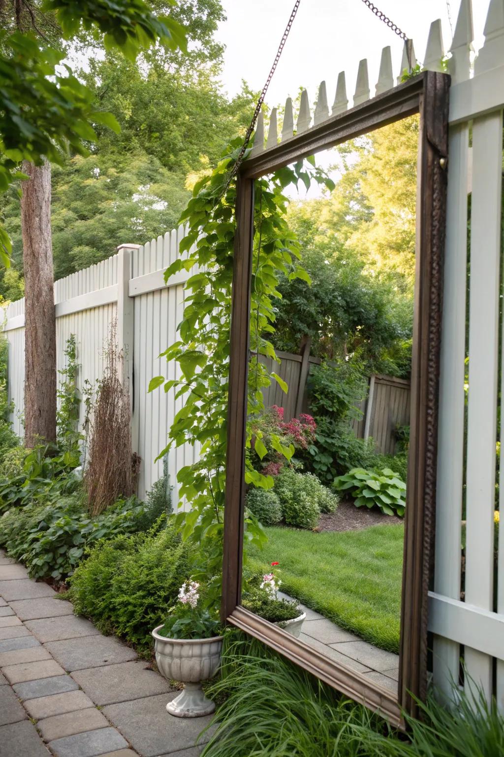 Mirrors can visually expand your backyard and add intrigue.