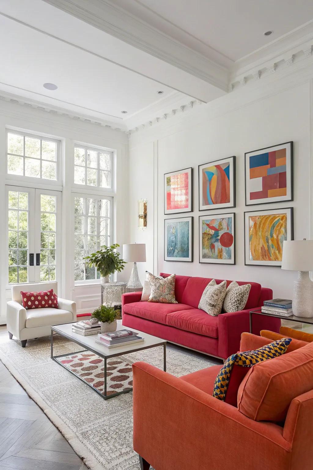 Pristine off-white for a chic and contemporary living room.