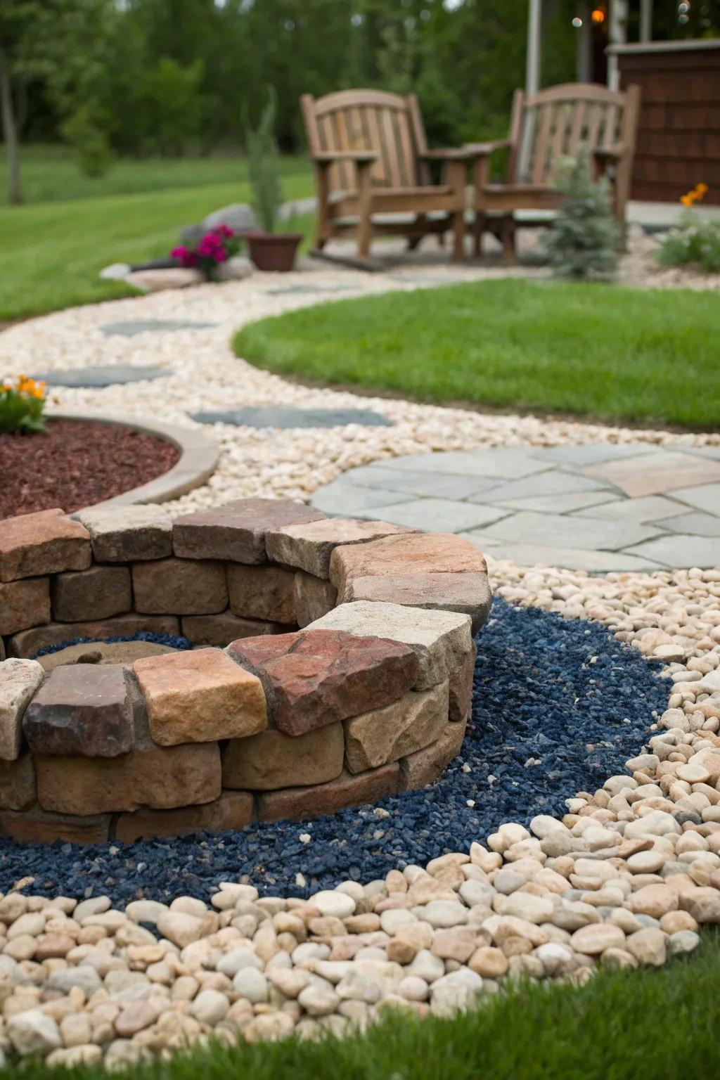 Elevate your outdoor space with a classic pea gravel fire pit design—where simplicity meets craftsmanship.