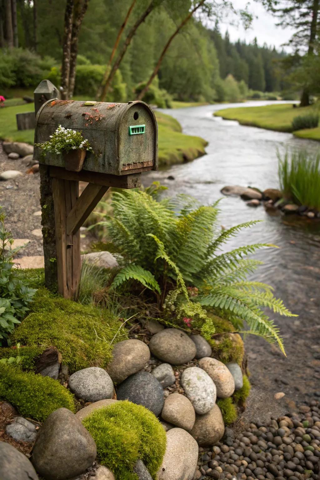 Brook boulders instill a sensation of tranquility into your mailbox's scenery.