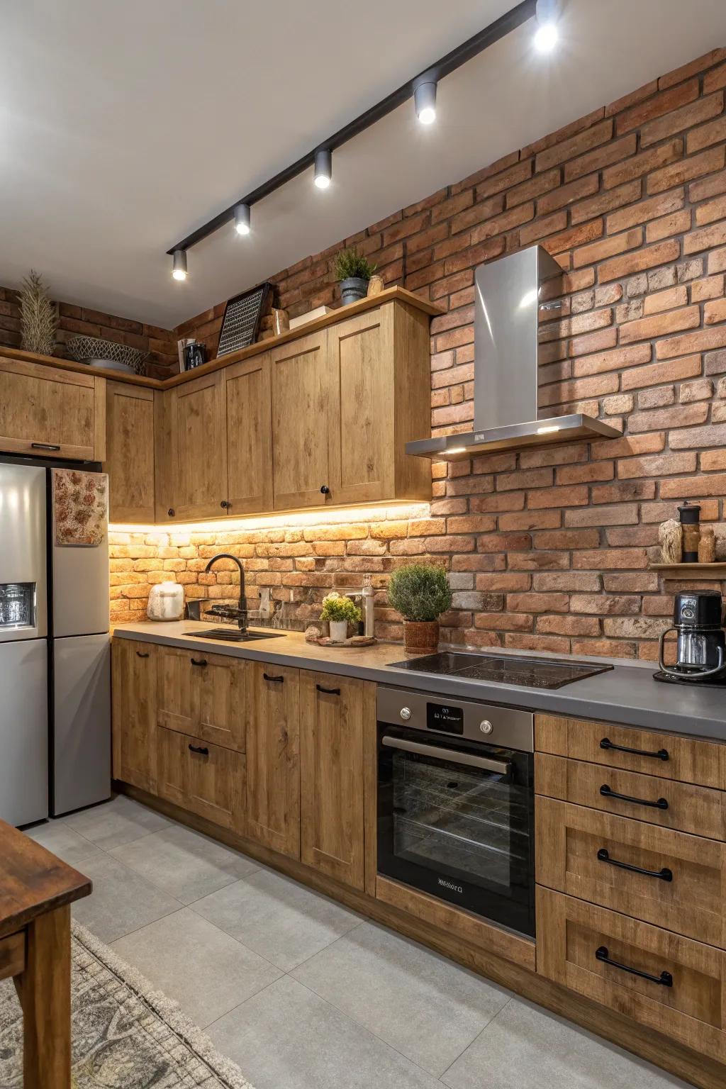 Brick tiles add rustic charm and warmth.