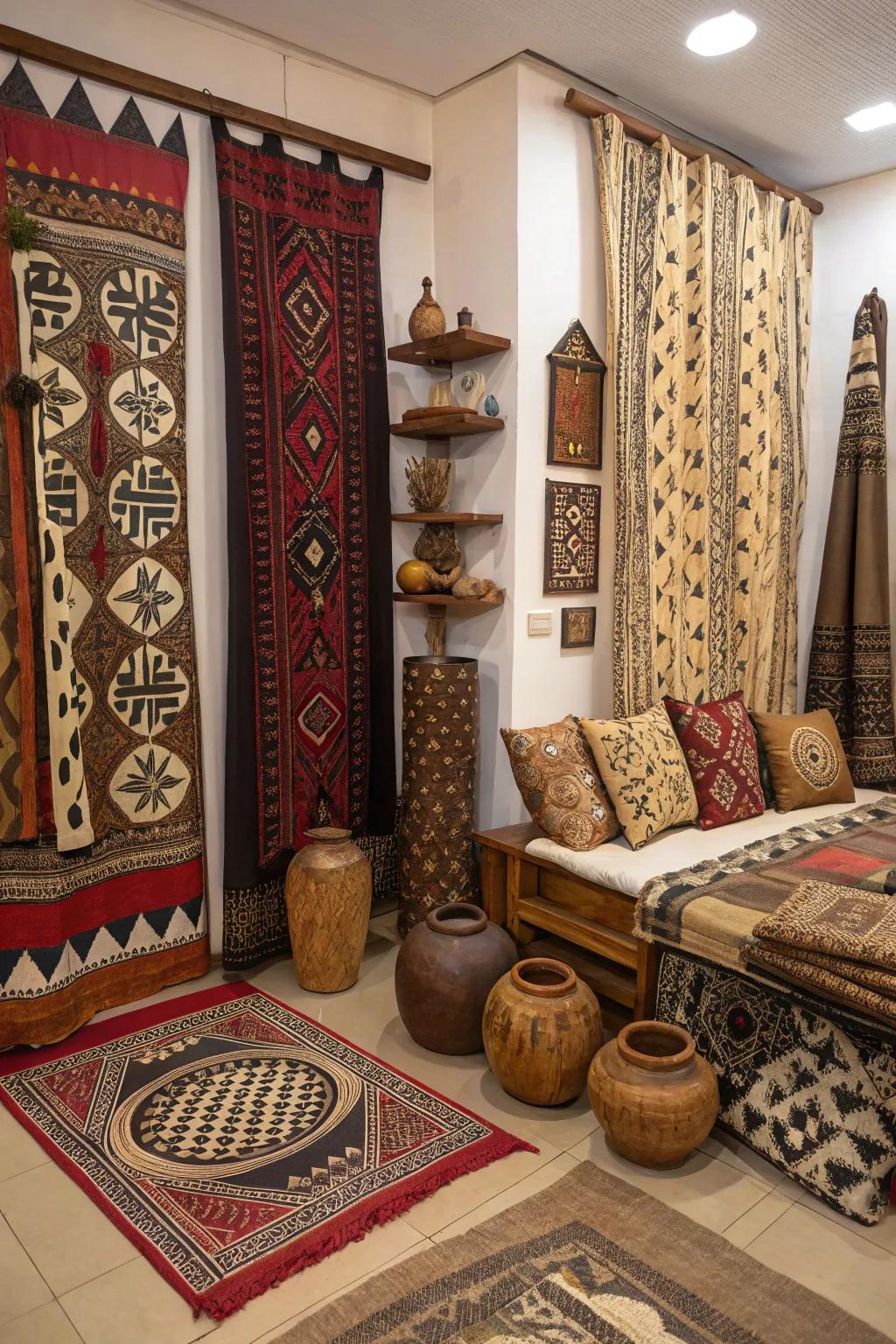 Southwestern graphics enrich bold graphic elements.