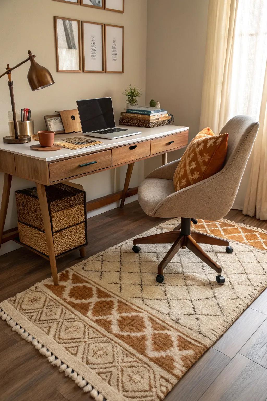 A plush rug that grounds the space and adds a cozy layer.