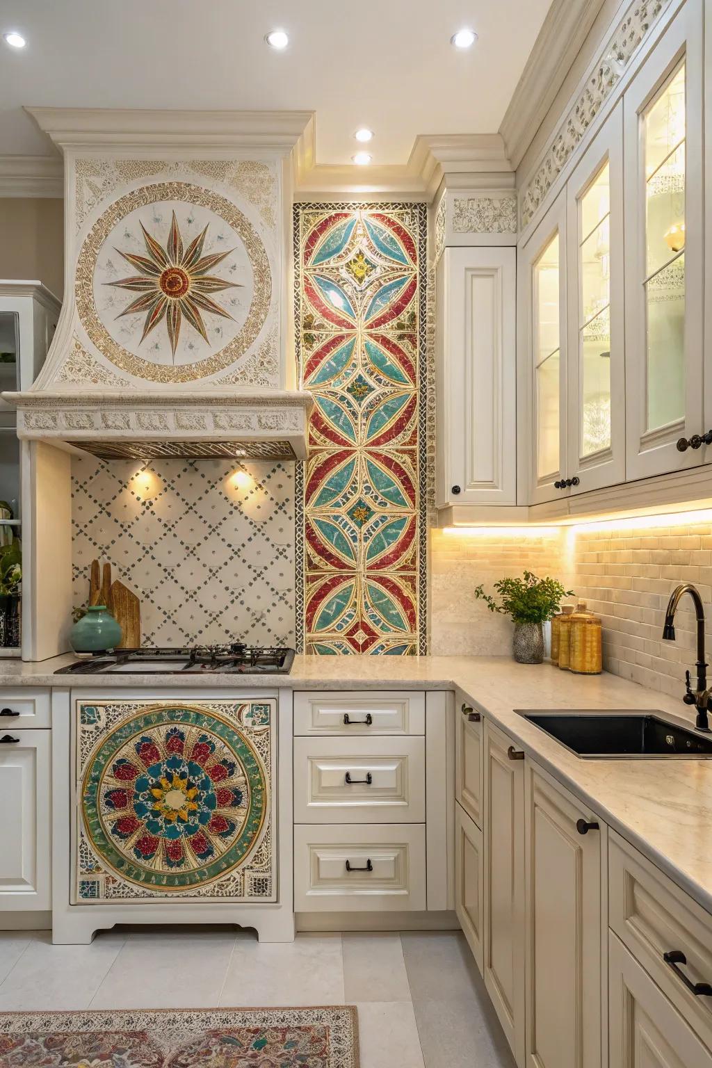 Vintage mosaics add nostalgic charm to modern kitchens.