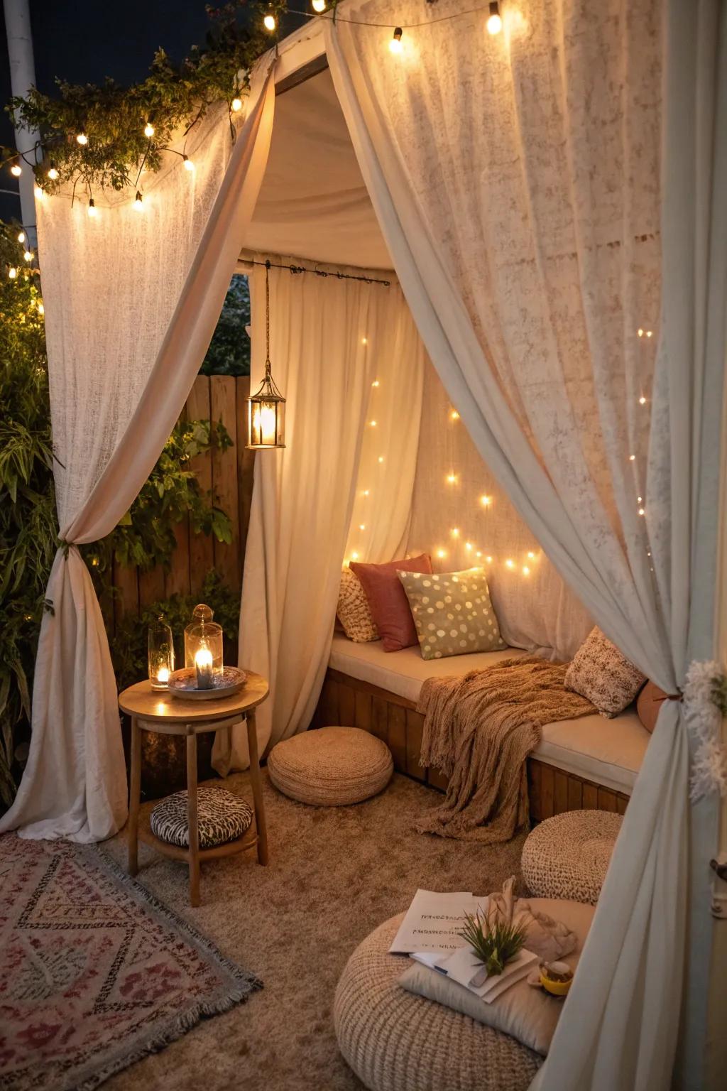 A concealed alcove presenting a secluded retreat for moments of solitude.