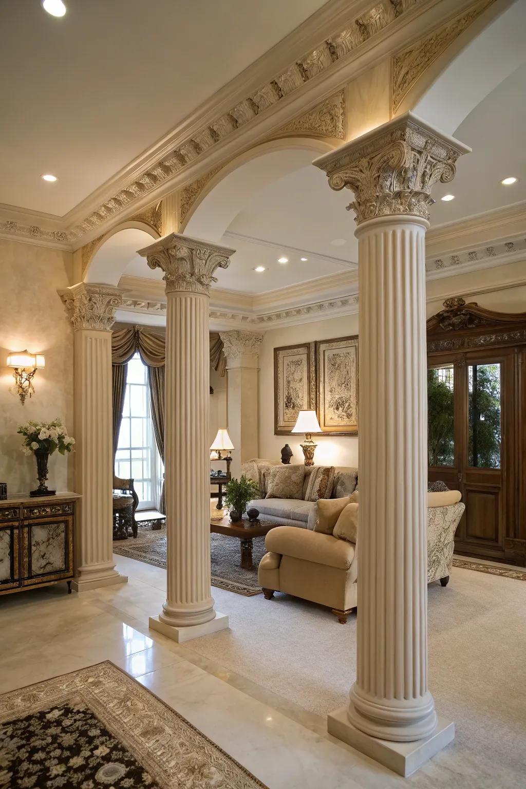 Architectural features add grandeur and focal points.