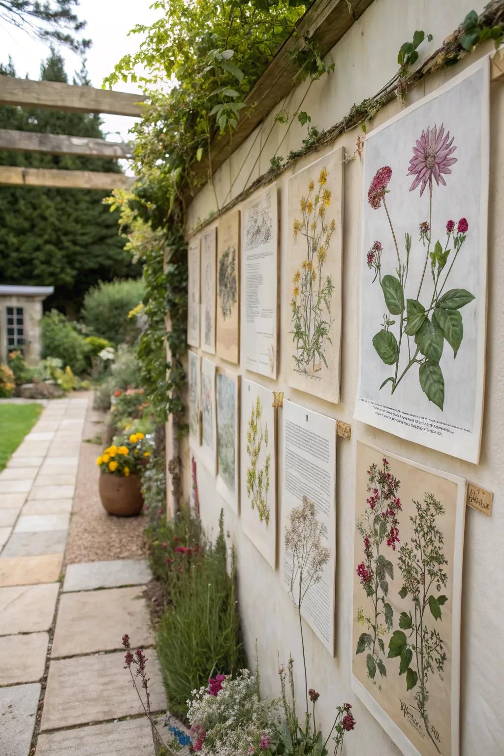 Nature-inspired decor conveys peace to garden walls.