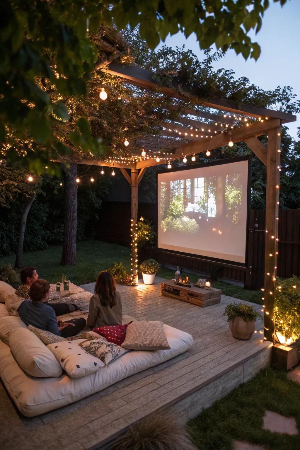 An outdoor cinema under your shade is perfect for movie nights.