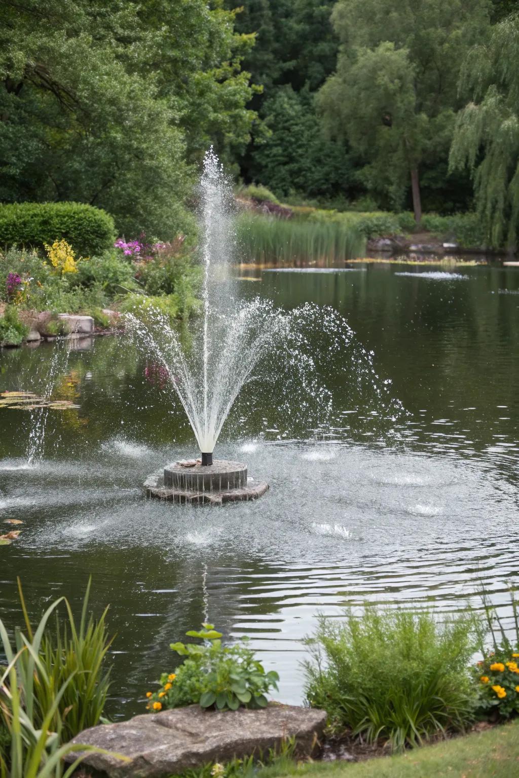 Multi-spout fountains create a dynamic and playful water feature.
