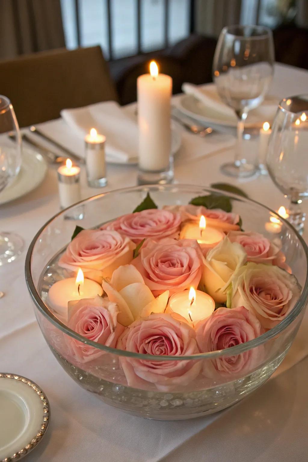 Floating floral centerpiece for a stunning table display.