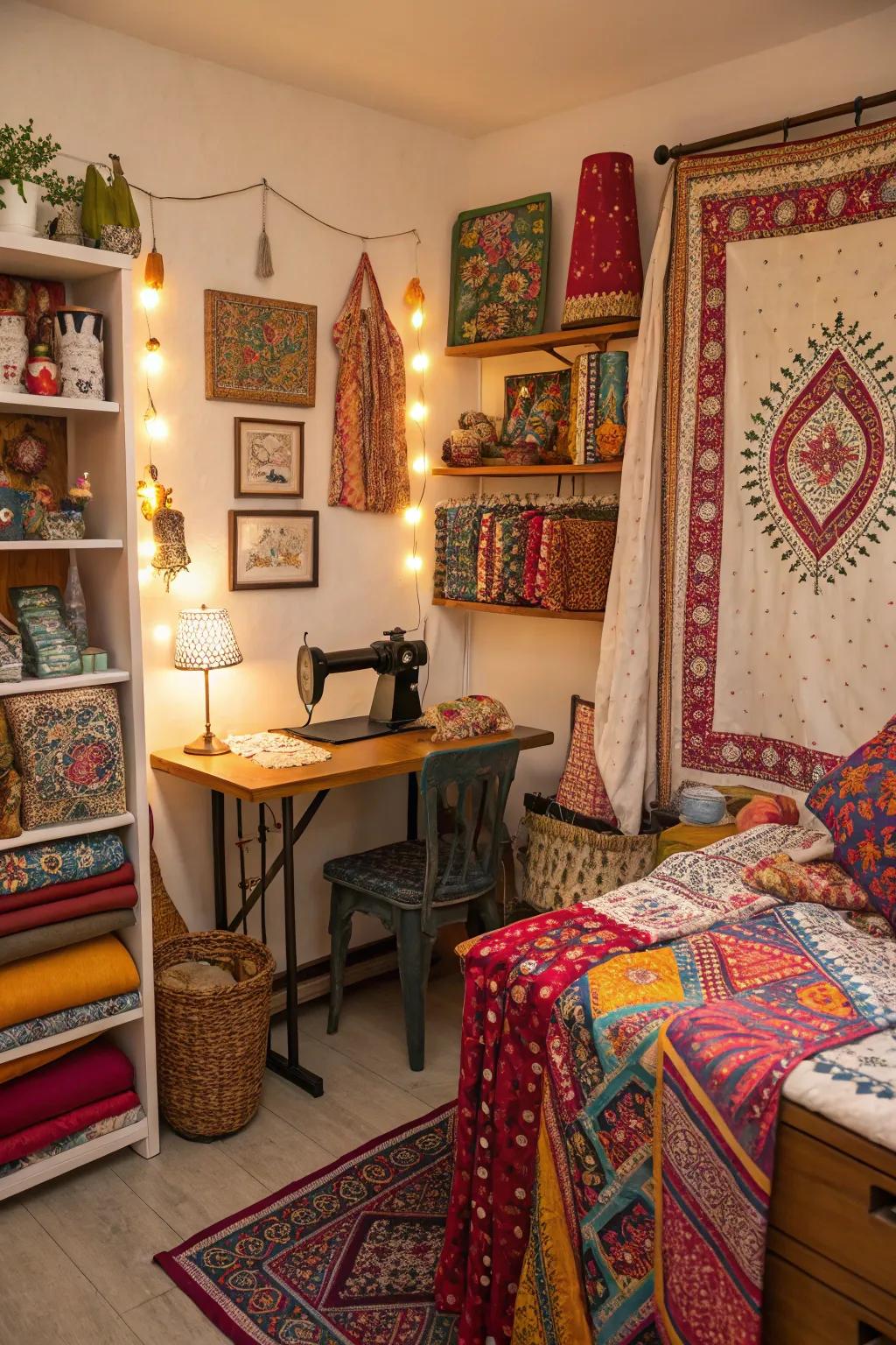 Cultural touches add warmth and personality to your sewing room.