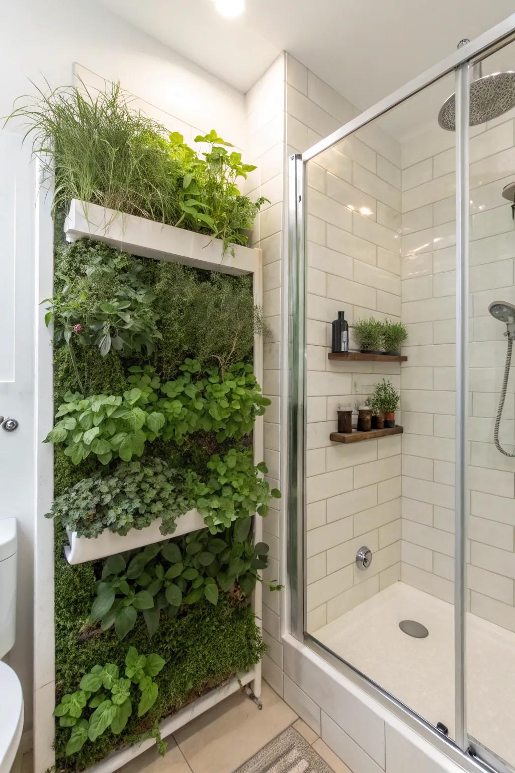 A vertical herb garden doubles as decor and a fresh resource.