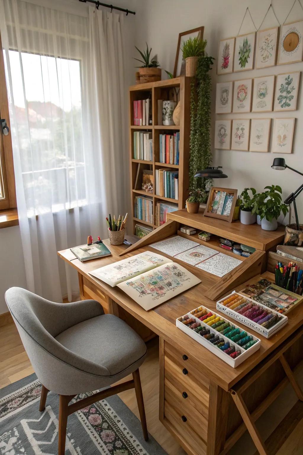 A creative corner keeps your ideas flowing and organized.