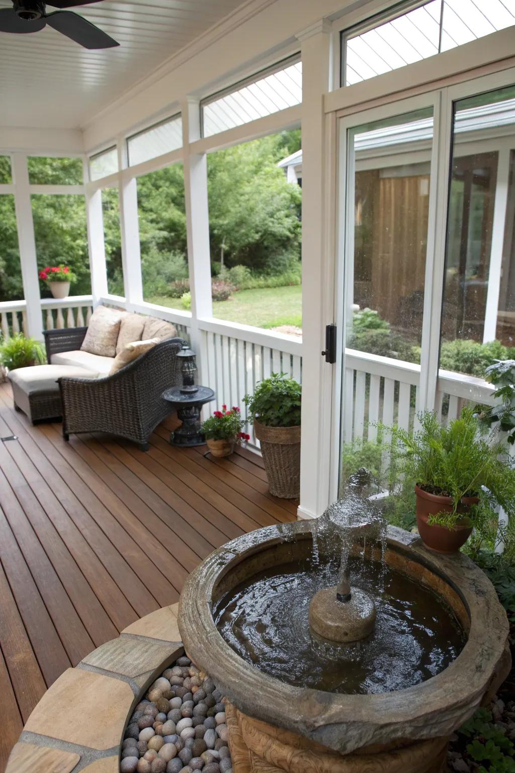 A water feature creating a tranquil atmosphere