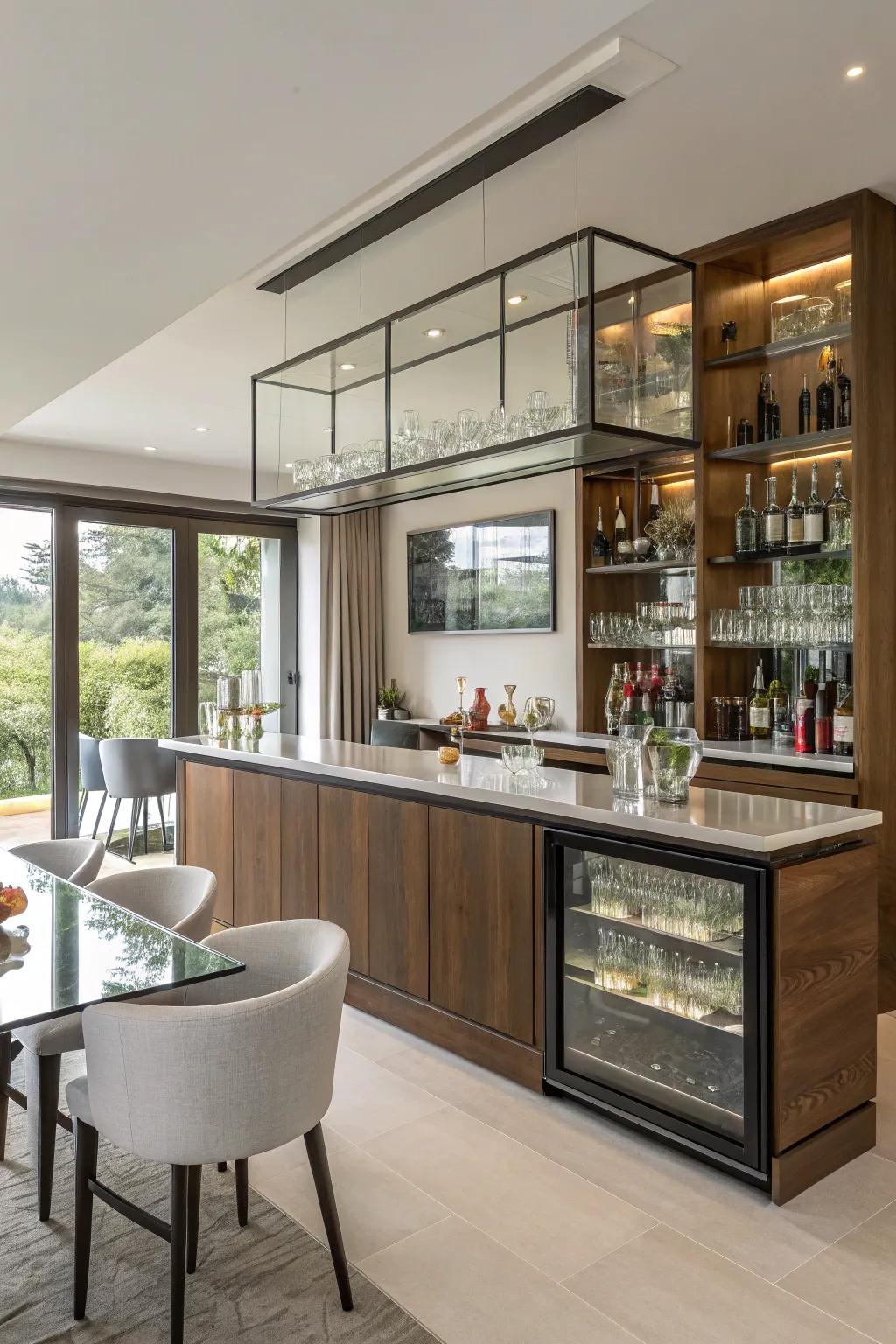 Functionality and flow are improved by combining your bar with the dining area.