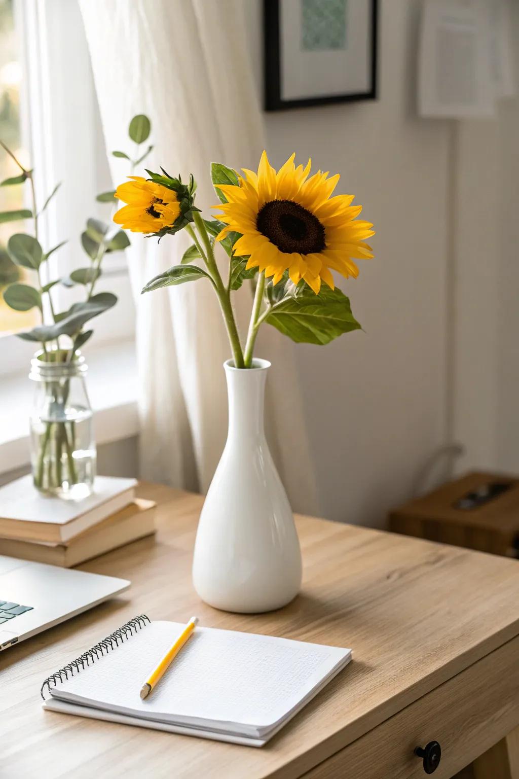 Embrace simplicity with a minimalist sunflower.