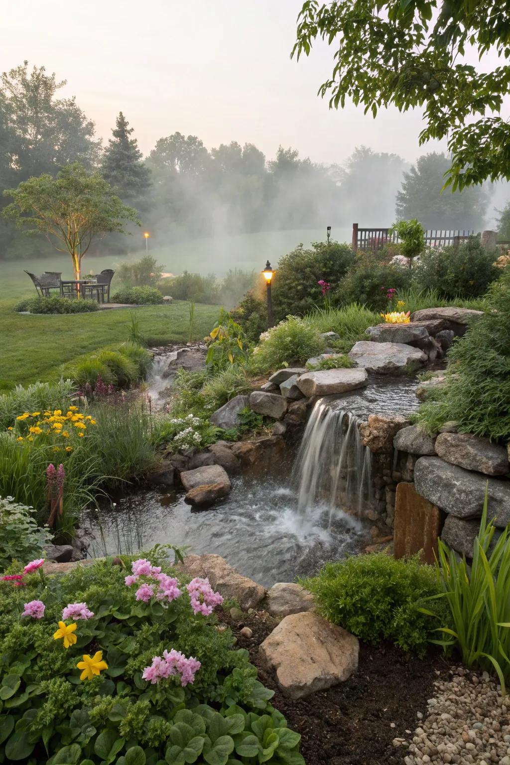 Pool-free waterfalls offer serenity excluding the pool.