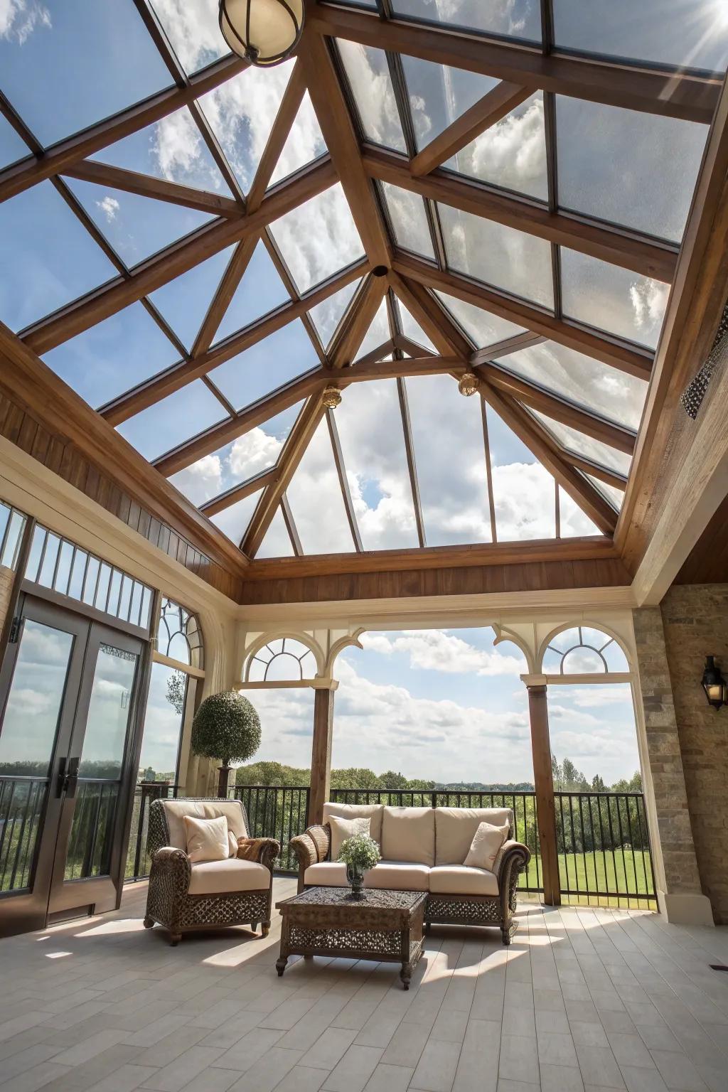 Experience openness with glass panel ceilings.