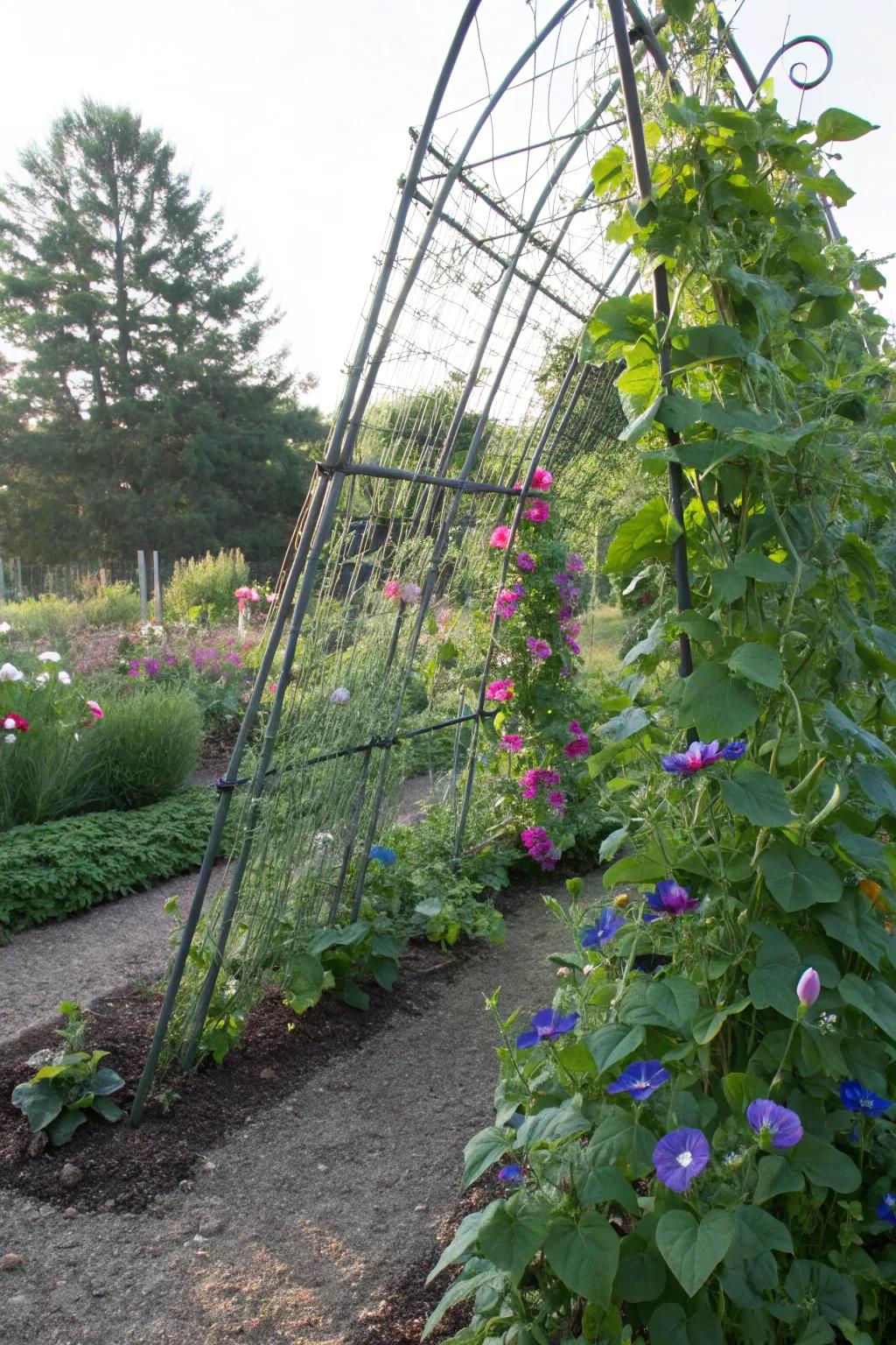 Chicken wire trellises are easy and effective.