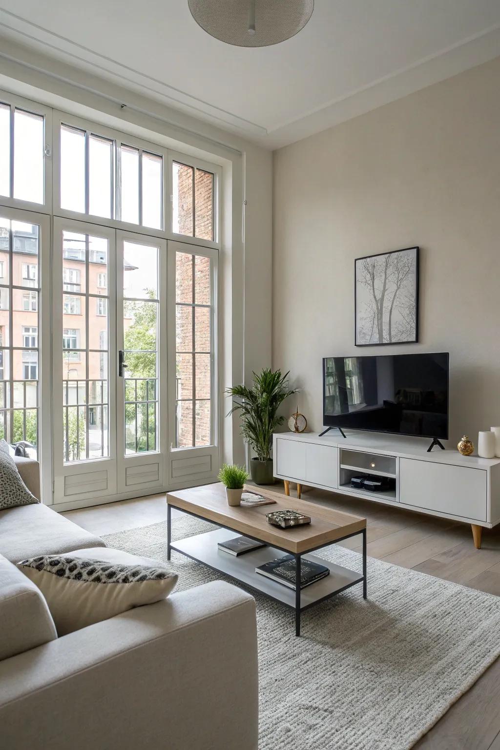 Minimalist embellishments ensure your lounge feels open and airy.