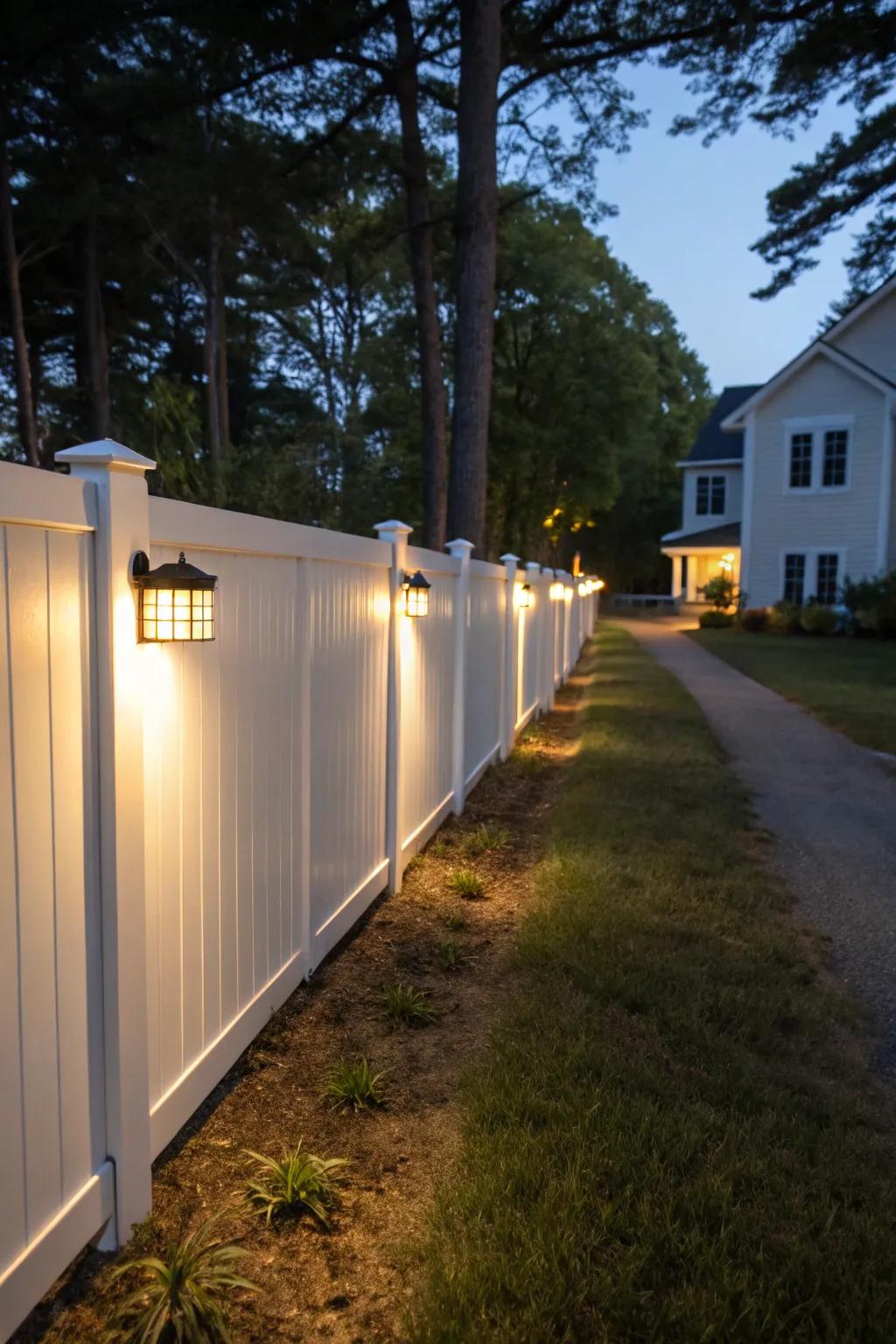 Motion sensor lamps augment security and convenience.