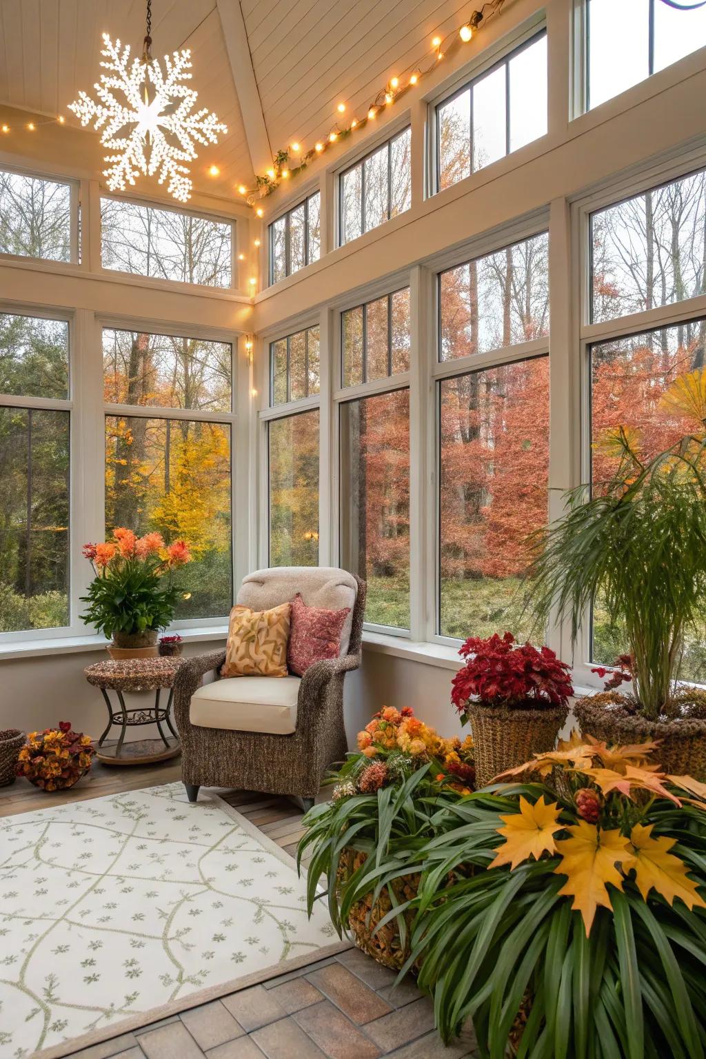 Seasonal decor keeping the room dynamic and inviting.