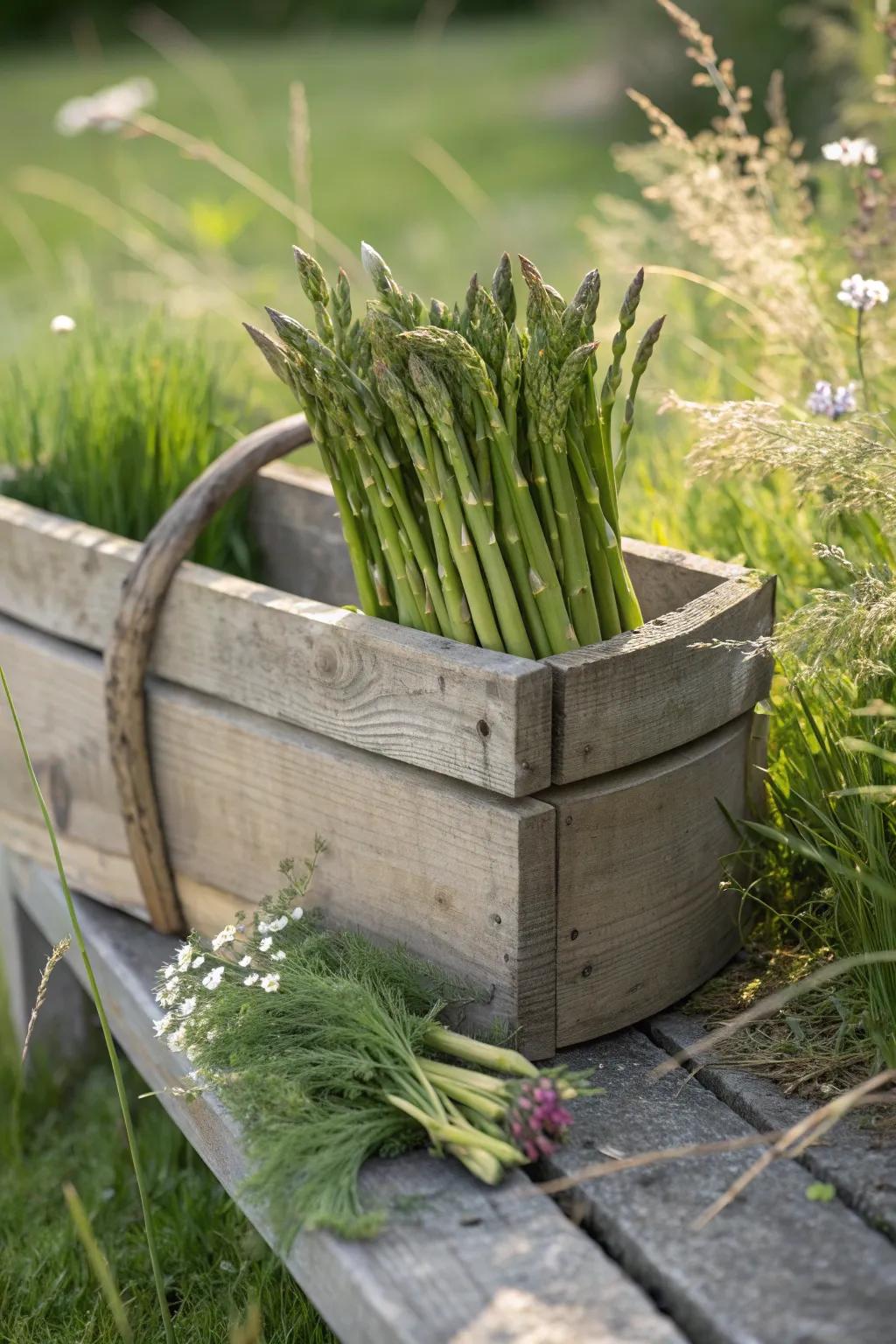 Embrace nature's artistry with a wild asparagus bed—where simplicity meets stunning natural beauty.