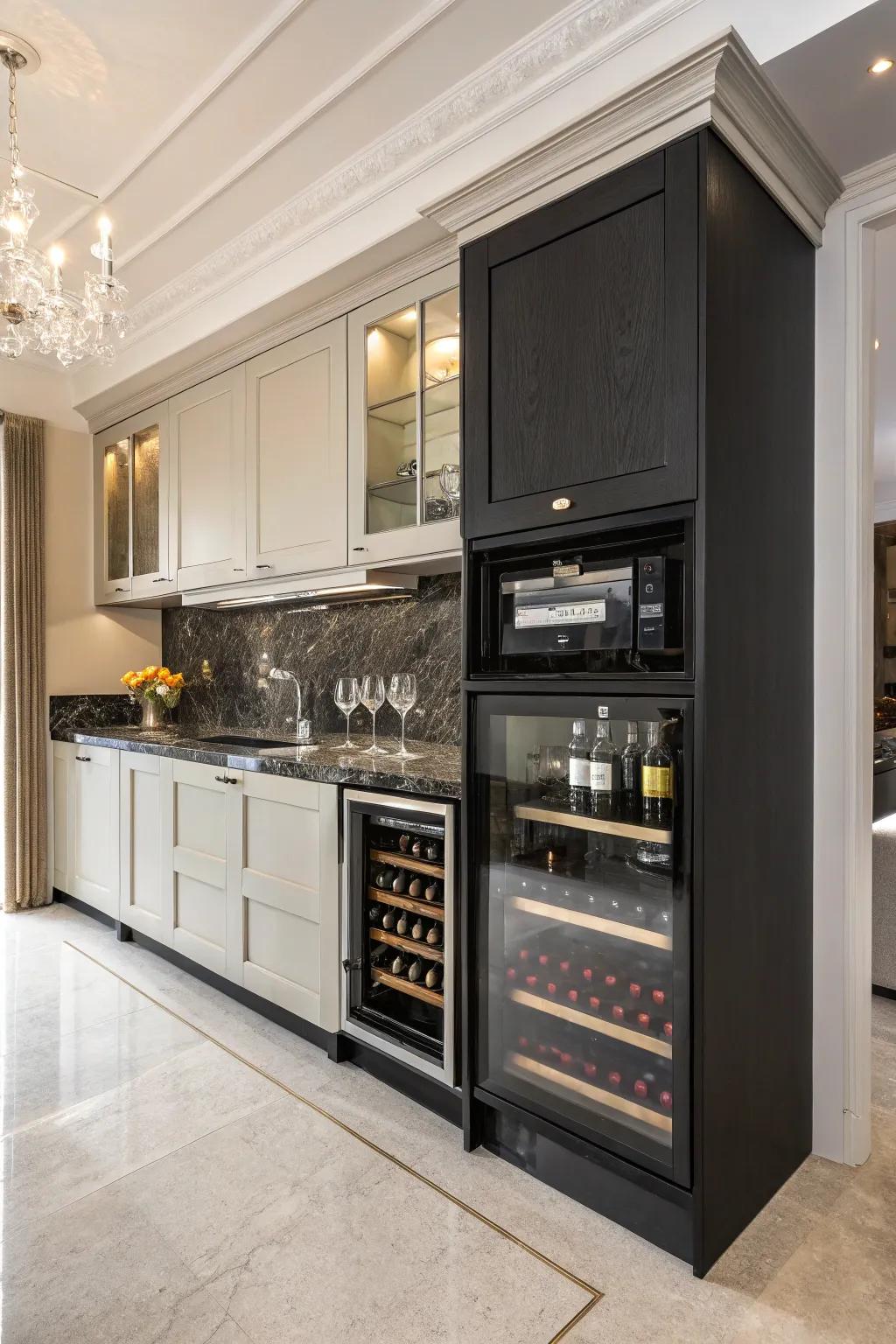 A distinctive combination of cooker and wine chiller for a sophisticated touch.