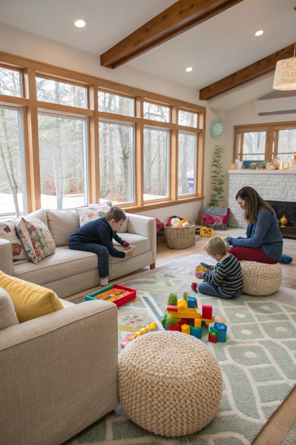 A play zone rendering the den suitable for all family members.