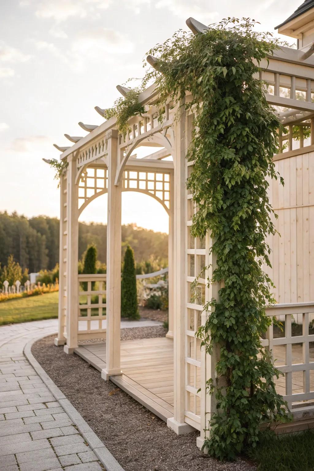 Elevate your garden with a Scandinavian-inspired gazebo trellis, where elegance meets functionality.