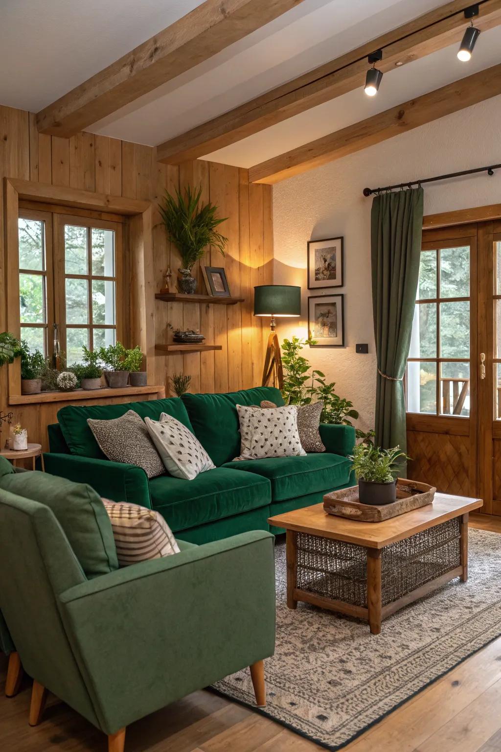 Verdant and wood make a warm, earthy mood.