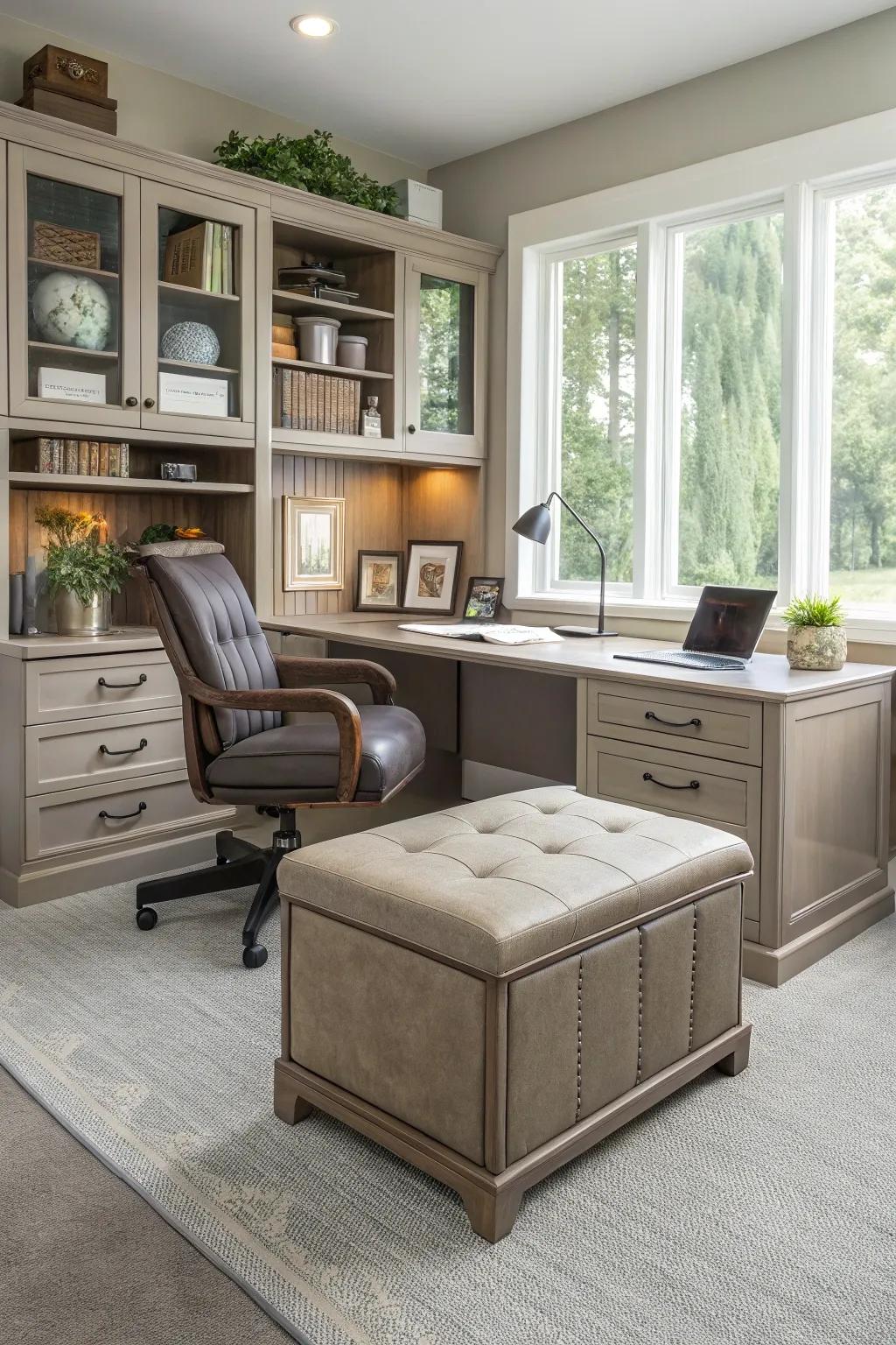 Multi-functional furniture enhances space efficiency.