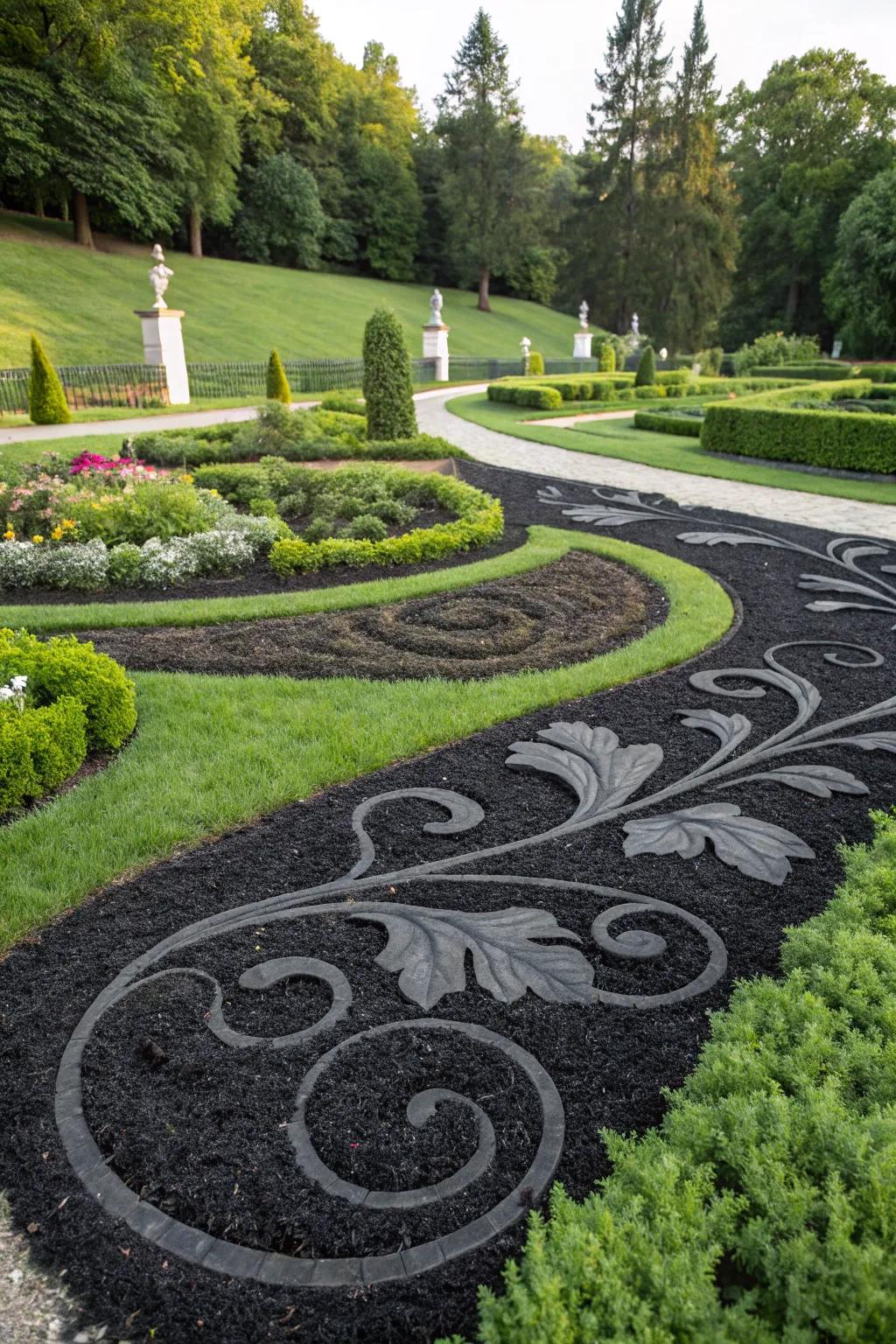 Transform your garden into art by using unique ground cover patterns.