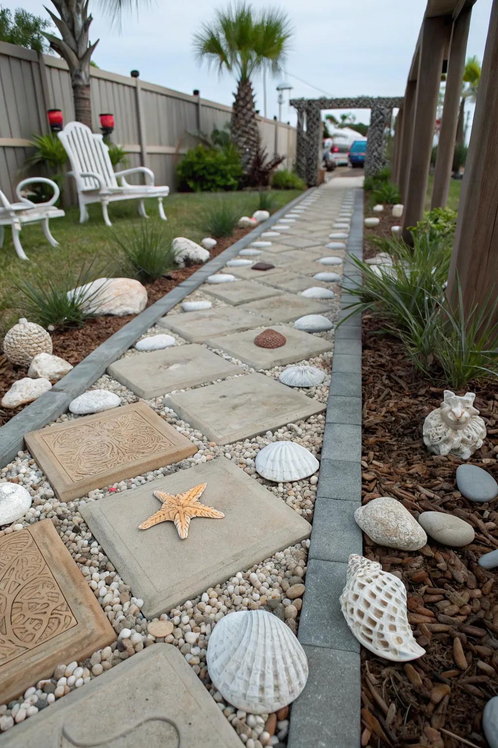 Stones add coastal charm to your path.