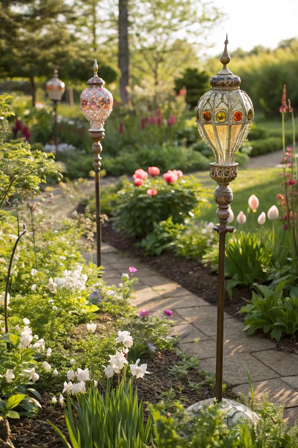Vintage-style posts adding a touch of nostalgia to the garden.